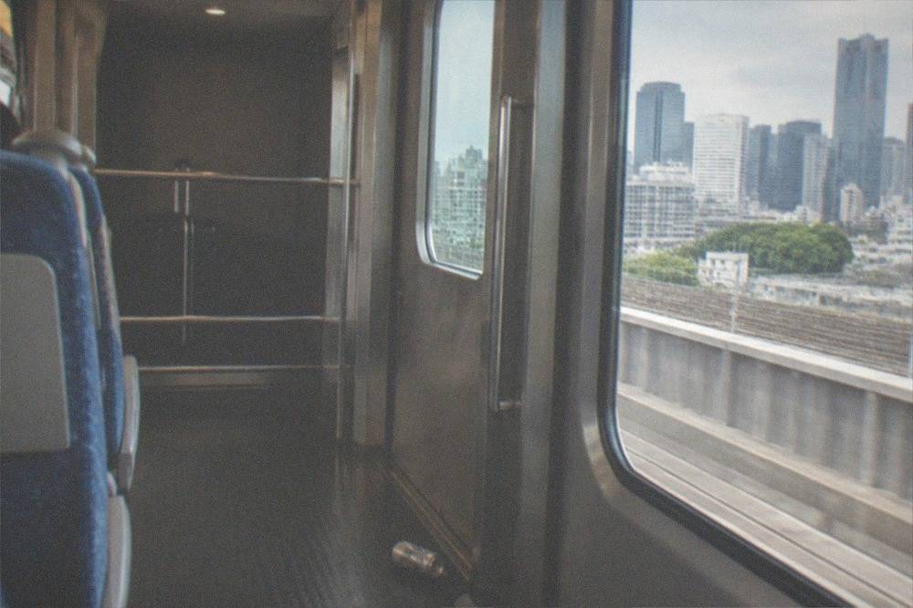 Wide entry door area at the end of a Shinkansen carriage with luggage space behind the last row of seats
